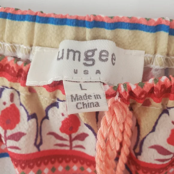 Umgee Floral Off Shoulder Top Blouse Womens Large Boho Peasant Bell Sleeve - Picture 6 of 11